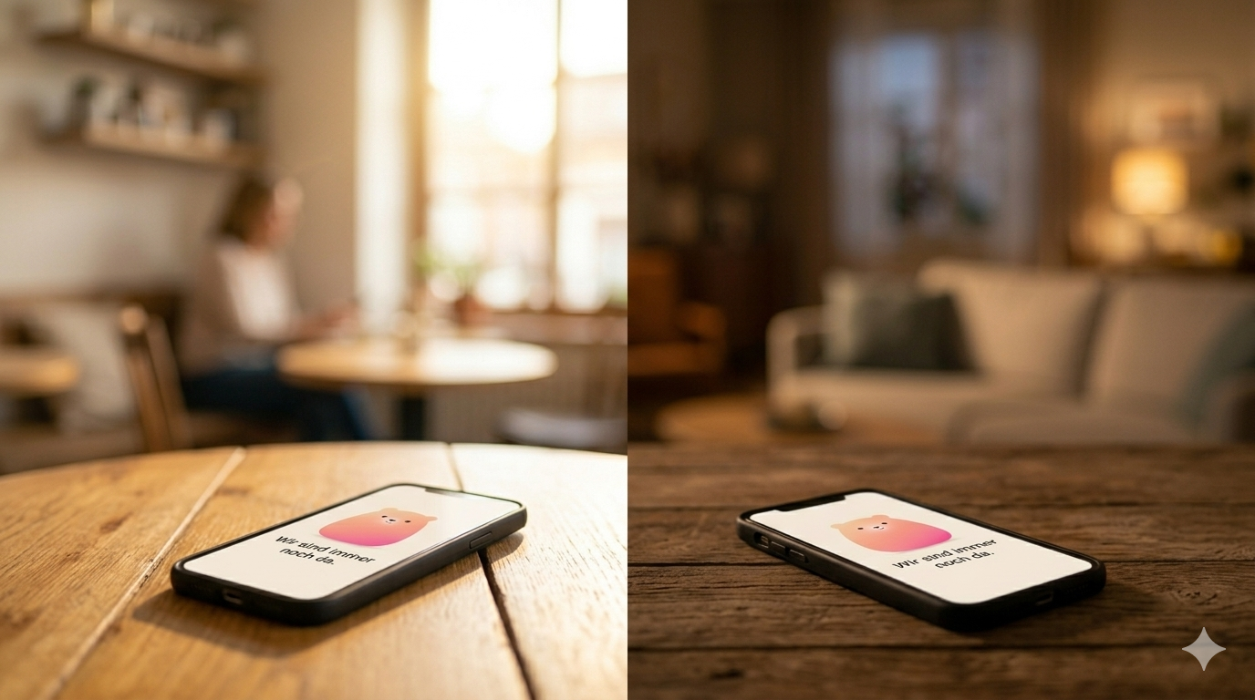 Zwei Freundinnen an verschiedenen Orten